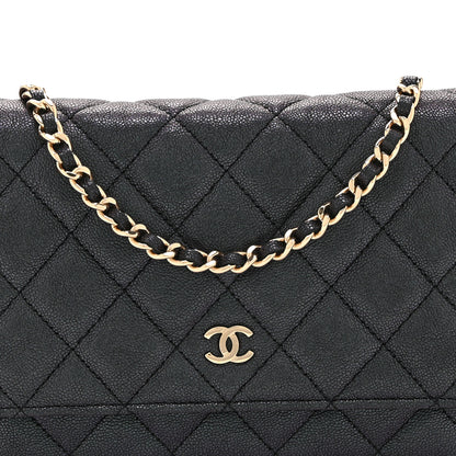Chanel Iridescent Caviar Quilted Wallet on Chain WOC Dark Blue 9 of 11