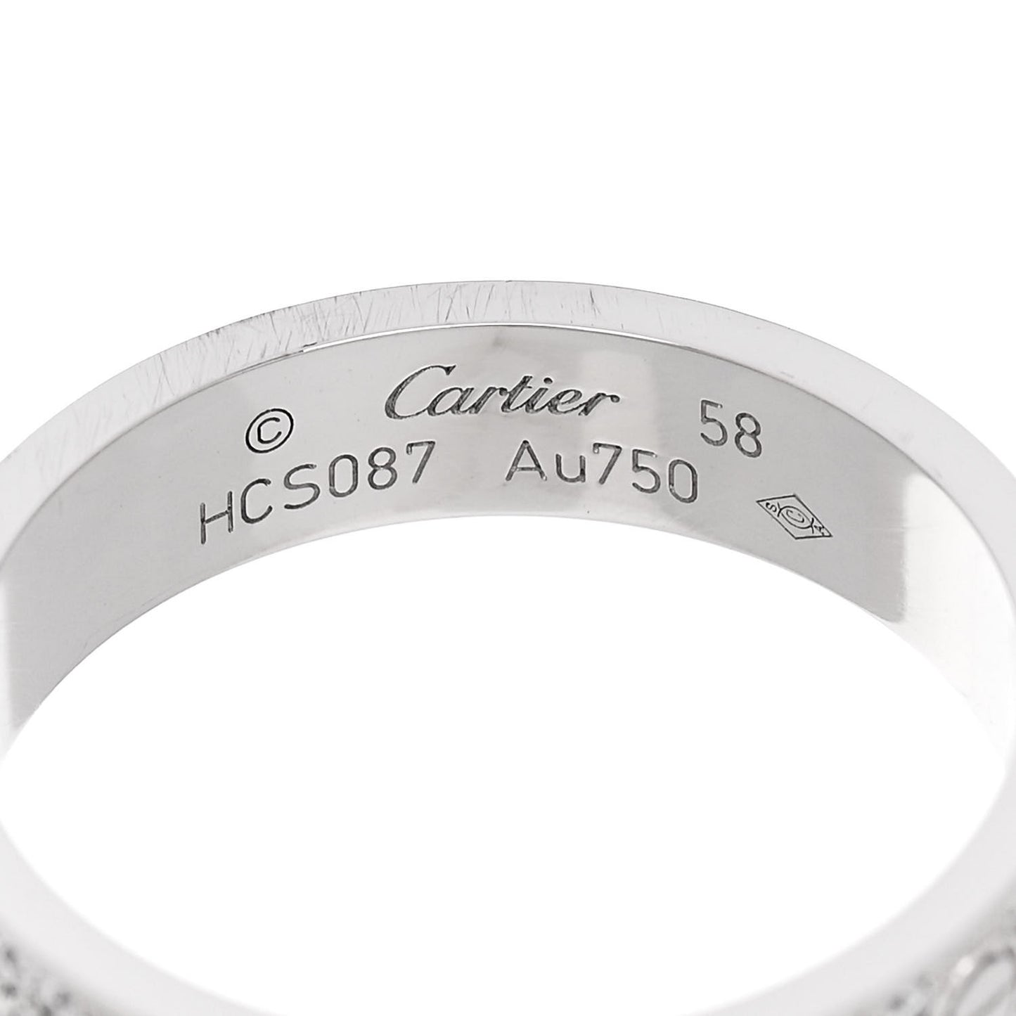 18K White Gold Diamond 5mm LOVE Paved Ring 58 8.5