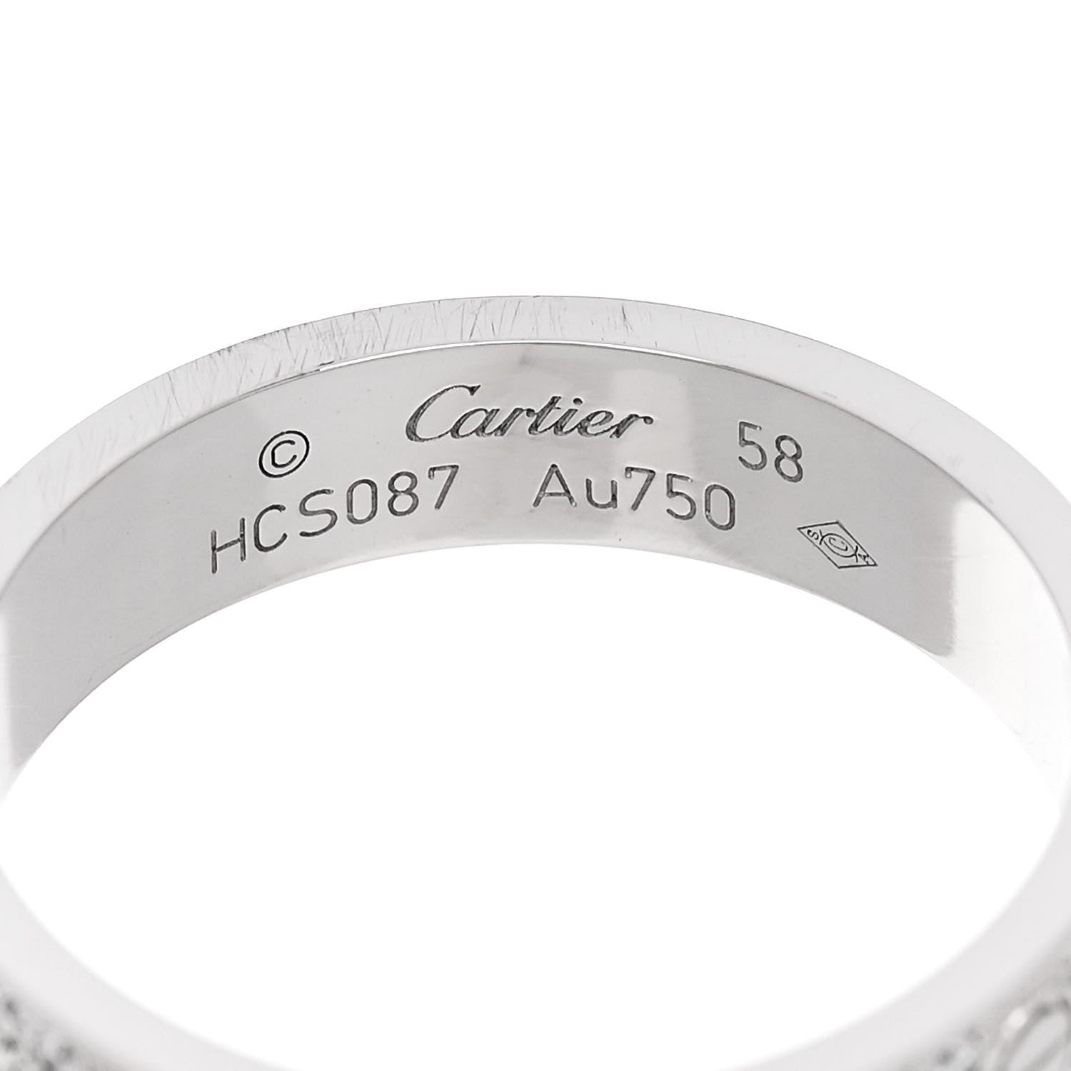 Cartier 18K White Gold Diamond 5mm LOVE Paved Ring 58 8.5 4 of 5