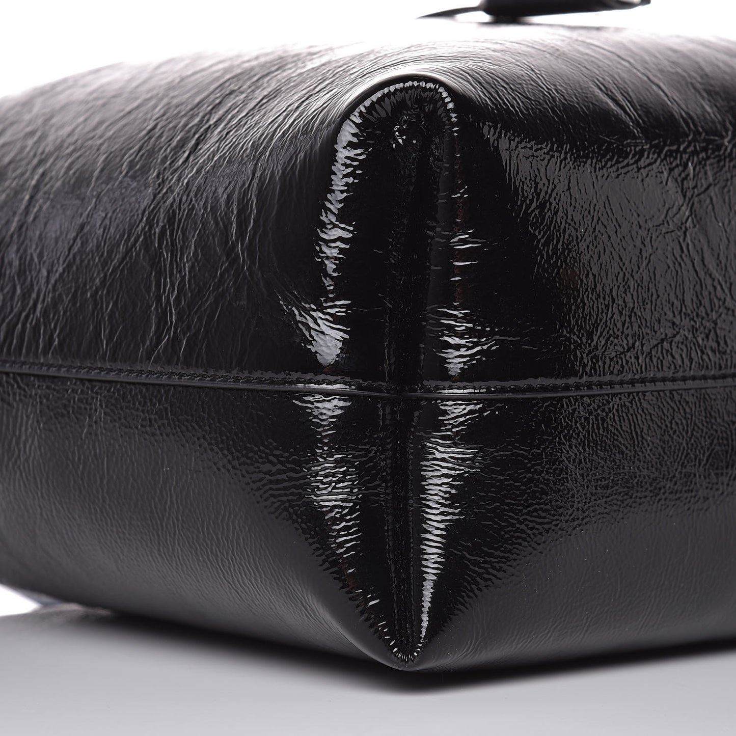 Textured Patent Large Shopping Tote Black