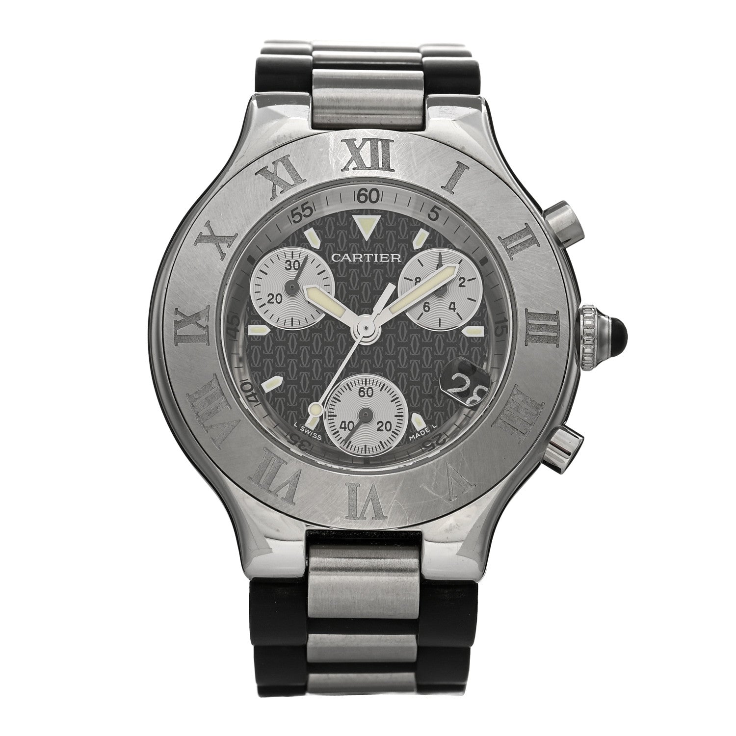 Cartier Stainless Steel Rubber 38mm Must 21 Chronoscaph Quartz Watch Black 1 of 4