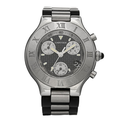 Cartier Stainless Steel Rubber 38mm Must 21 Chronoscaph Quartz Watch Black 1 of 4