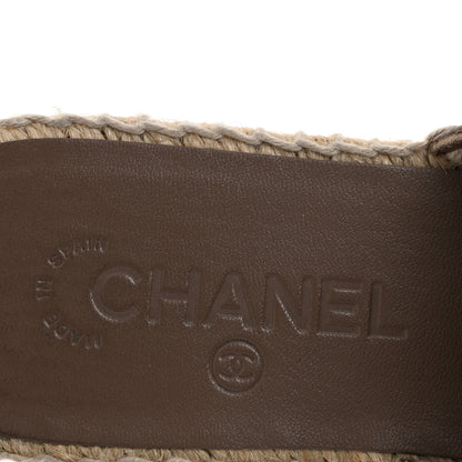 Chanel Calfskin CC Espadrille Mules 39 Dark Beige 8 of 10