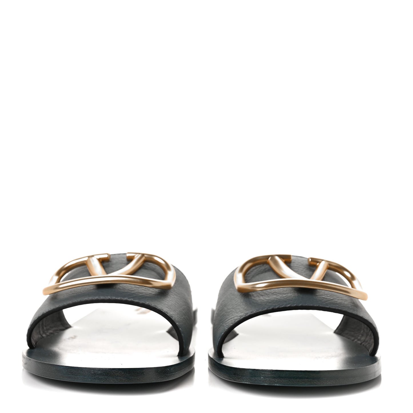 Grainy Cowhide Vlogo Flat Slide Sandals 38.5 Amadeus
