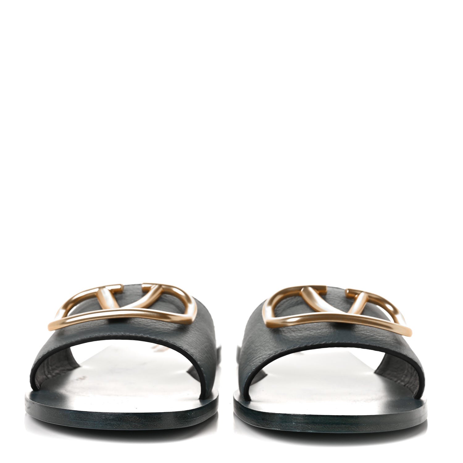 Valentino Garavani Grainy Cowhide Vlogo Flat Slide Sandals 38.5 Amadeus 2 of 9