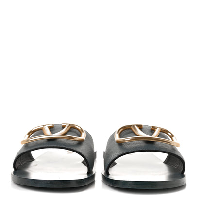 Valentino Garavani Grainy Cowhide Vlogo Flat Slide Sandals 38.5 Amadeus 2 of 9