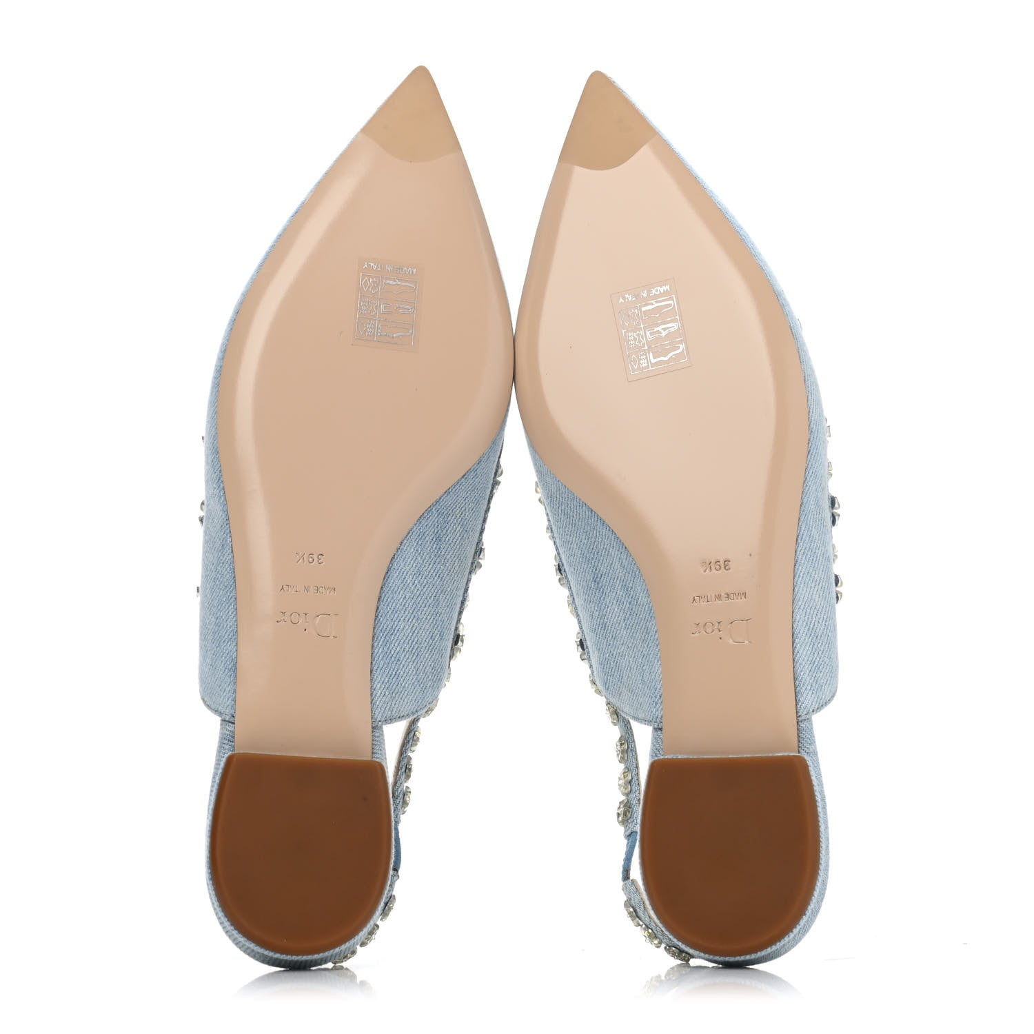 Christian Dior Denim Crystal Garland Flat Slingback 39.5 Celeste 4 of 4