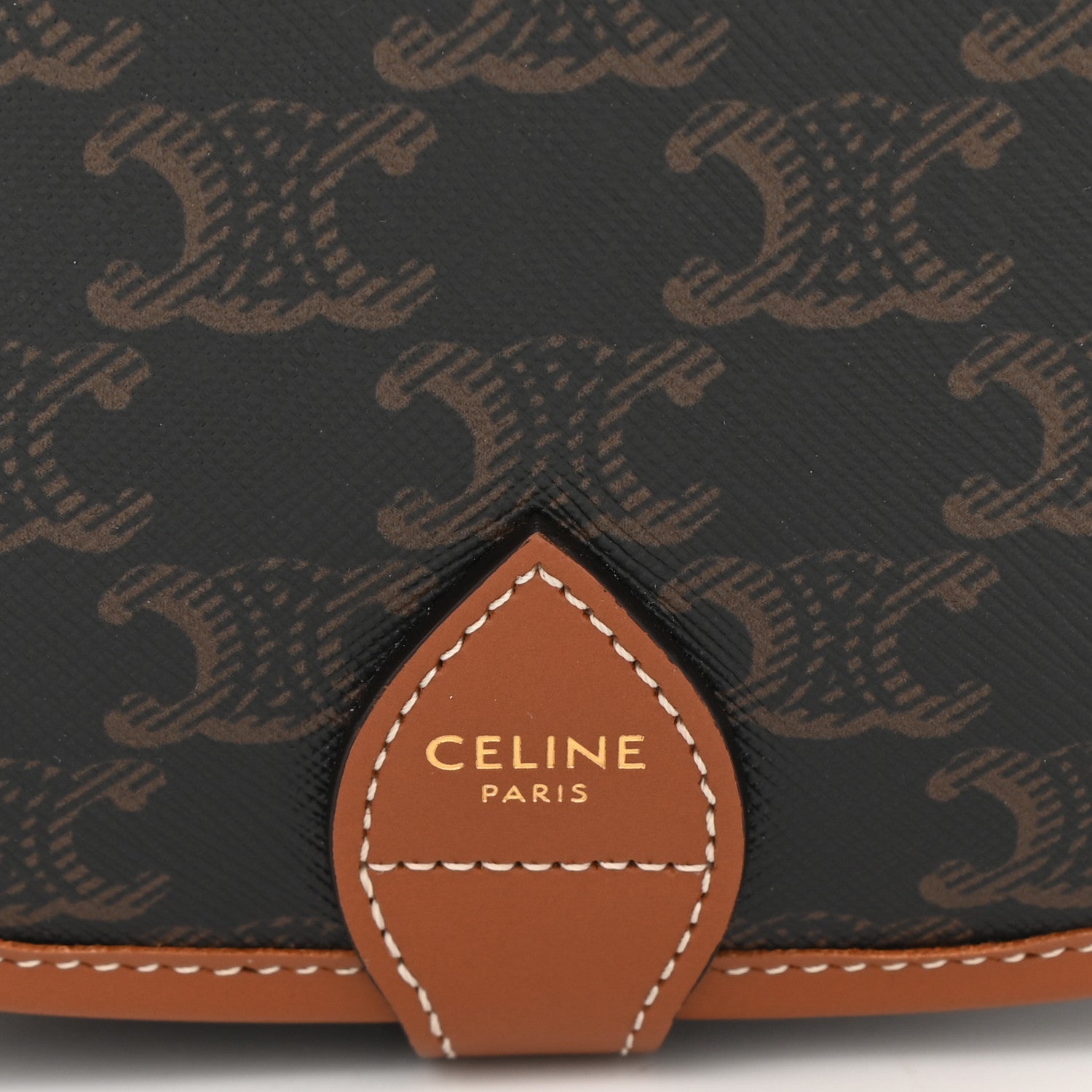 Celine Triomphe Canvas Medium Folco Bag Tan 6 of 8