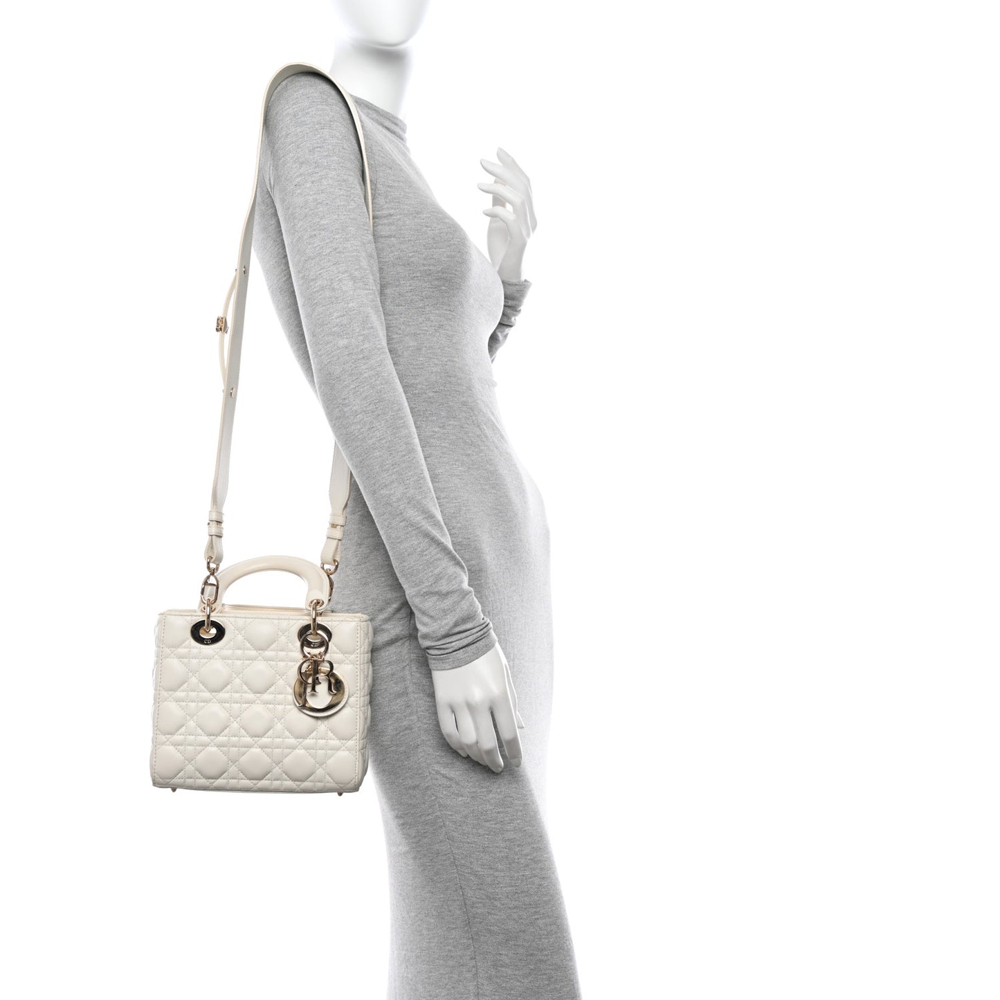 Lambskin Cannage Small My ABCDior Lady Dior White