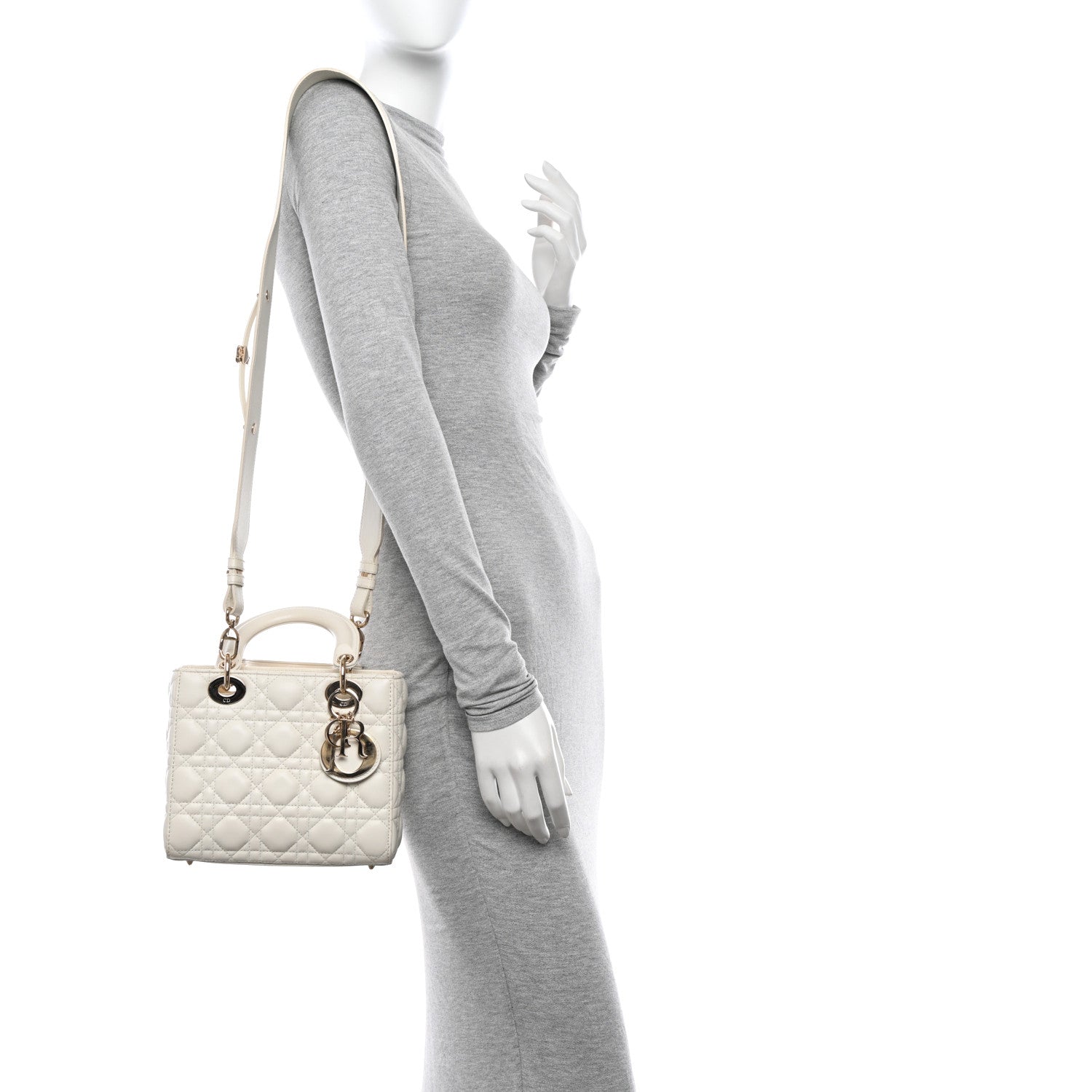 Christian Dior Lambskin Cannage Small My ABCDior Lady Dior White 2 of 16