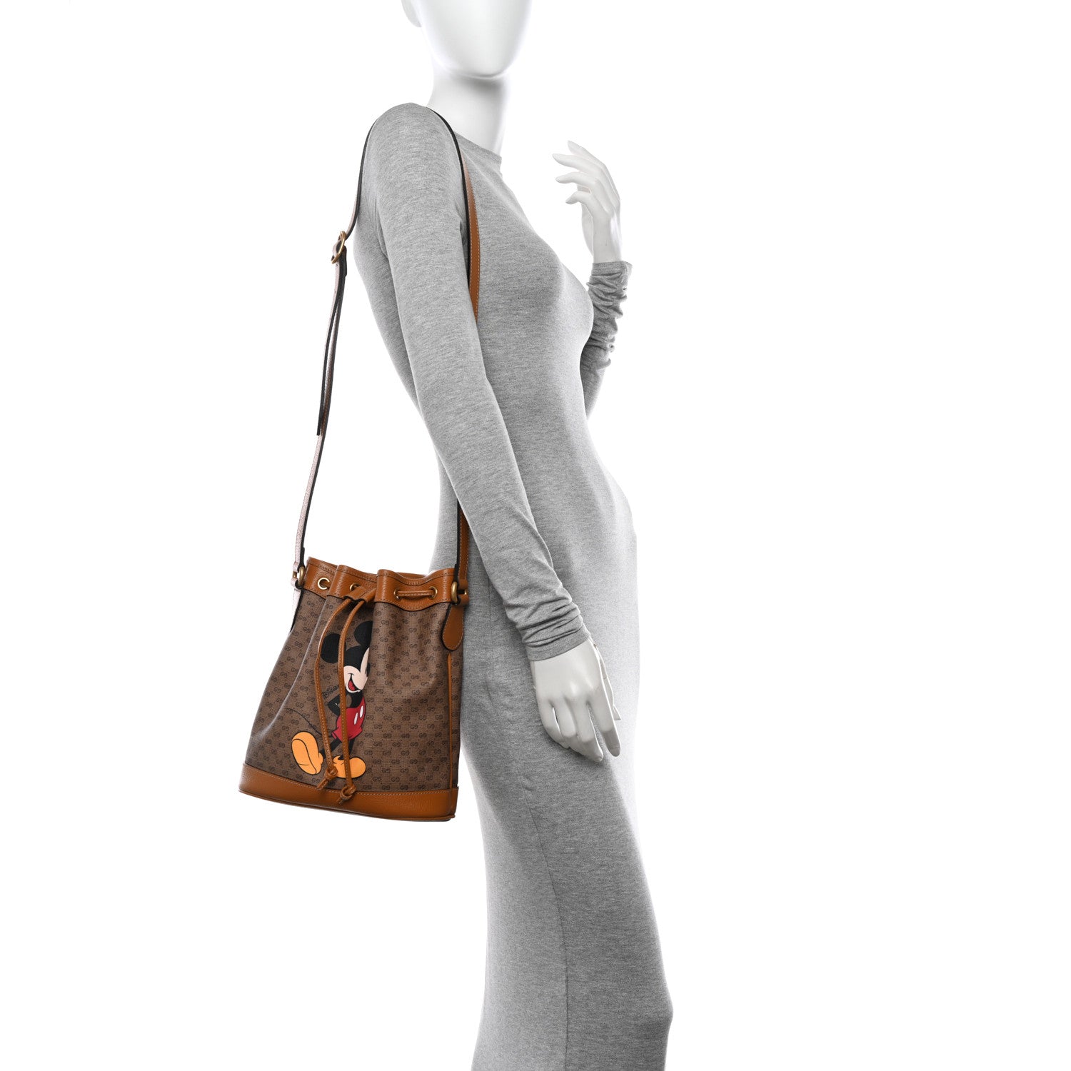 Gucci X DISNEY Mini Vintage GG Supreme Monogram Bucket Bag Beige Vintage Sun Oil 2 of 10