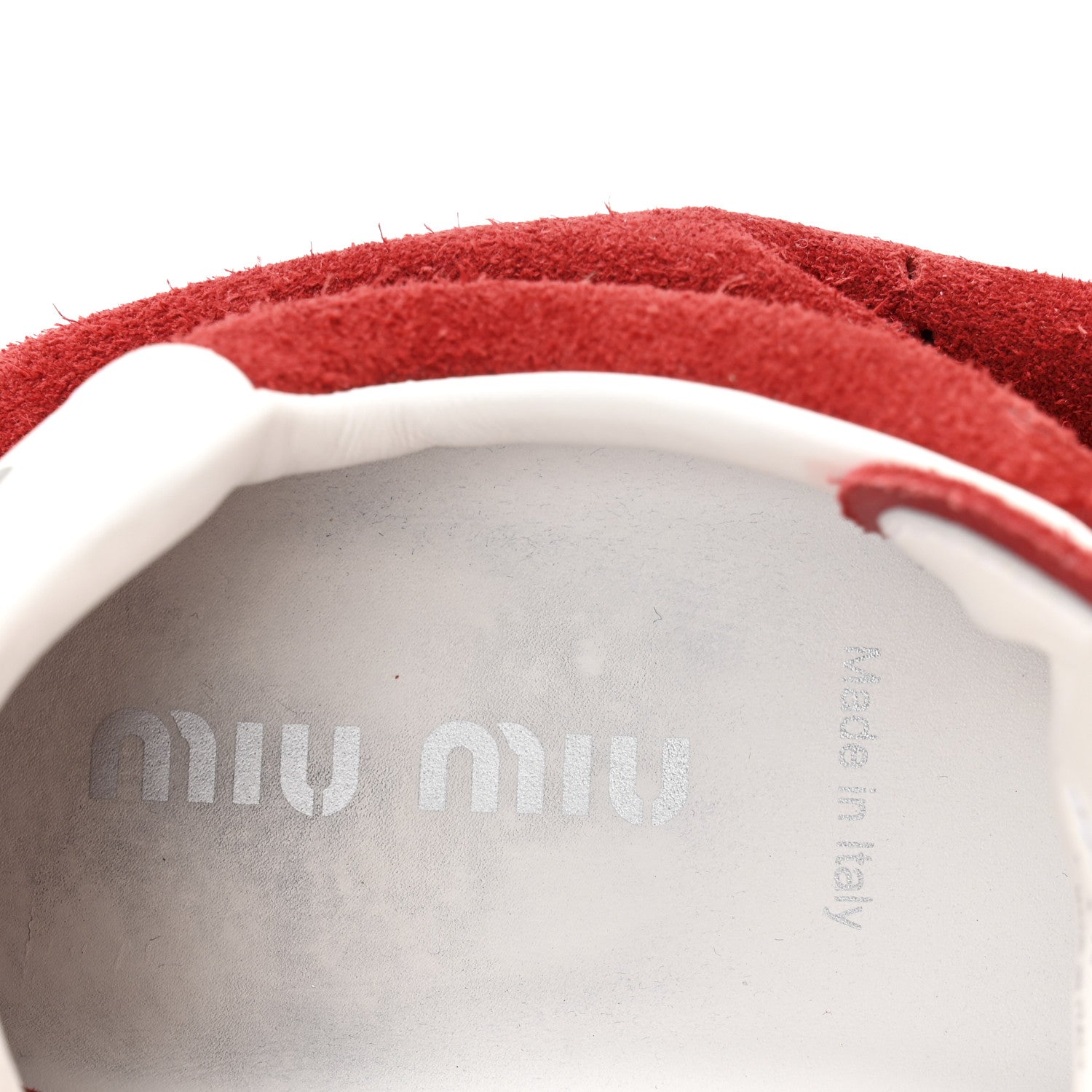 Miu Miu Camoscio Womens Plume Sneakers 40 Red 7 of 9