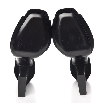 Saint Laurent Velvet Debbie Platform Slide Sandals 38 Black 5 of 13