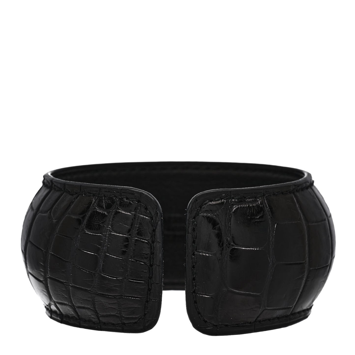 Shiny Alligator Extra Large Astral Cut Bracelet Black