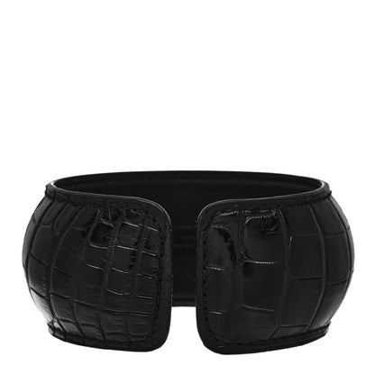 Hermes Shiny Alligator Extra Large Astral Cut Bracelet Black 1 of 5