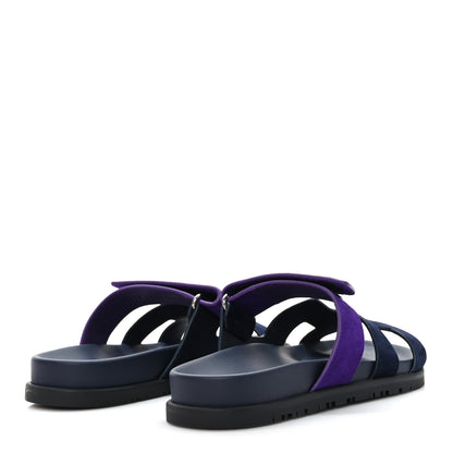 Hermes Suede Goatskin Womens Chypre Sandals 36.5 Marine Violet Majorette 4 of 9