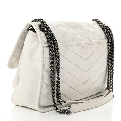 Saint Laurent Crinkled Calfskin Matelasse Monogram Medium Niki Chain Satchel Ivory 3 of 12