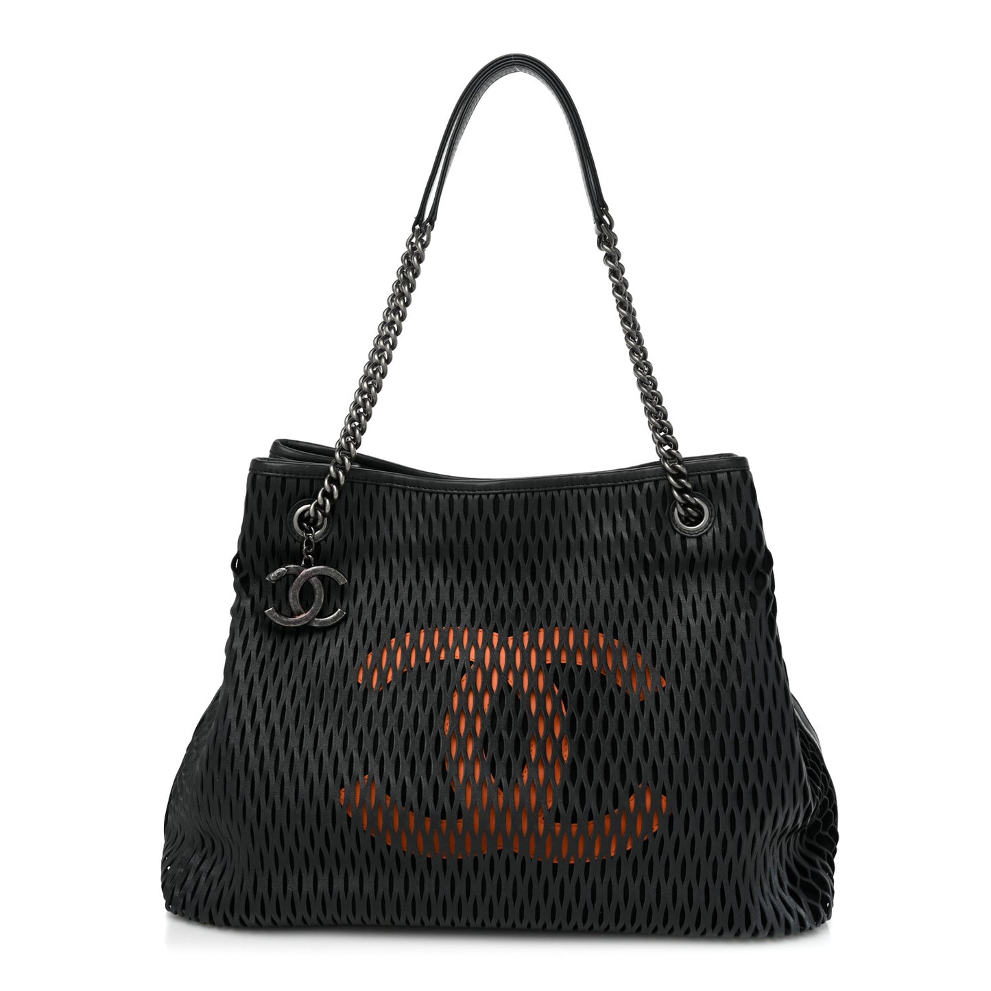 Calfskin Laser Cut Perforated CC Tote Black