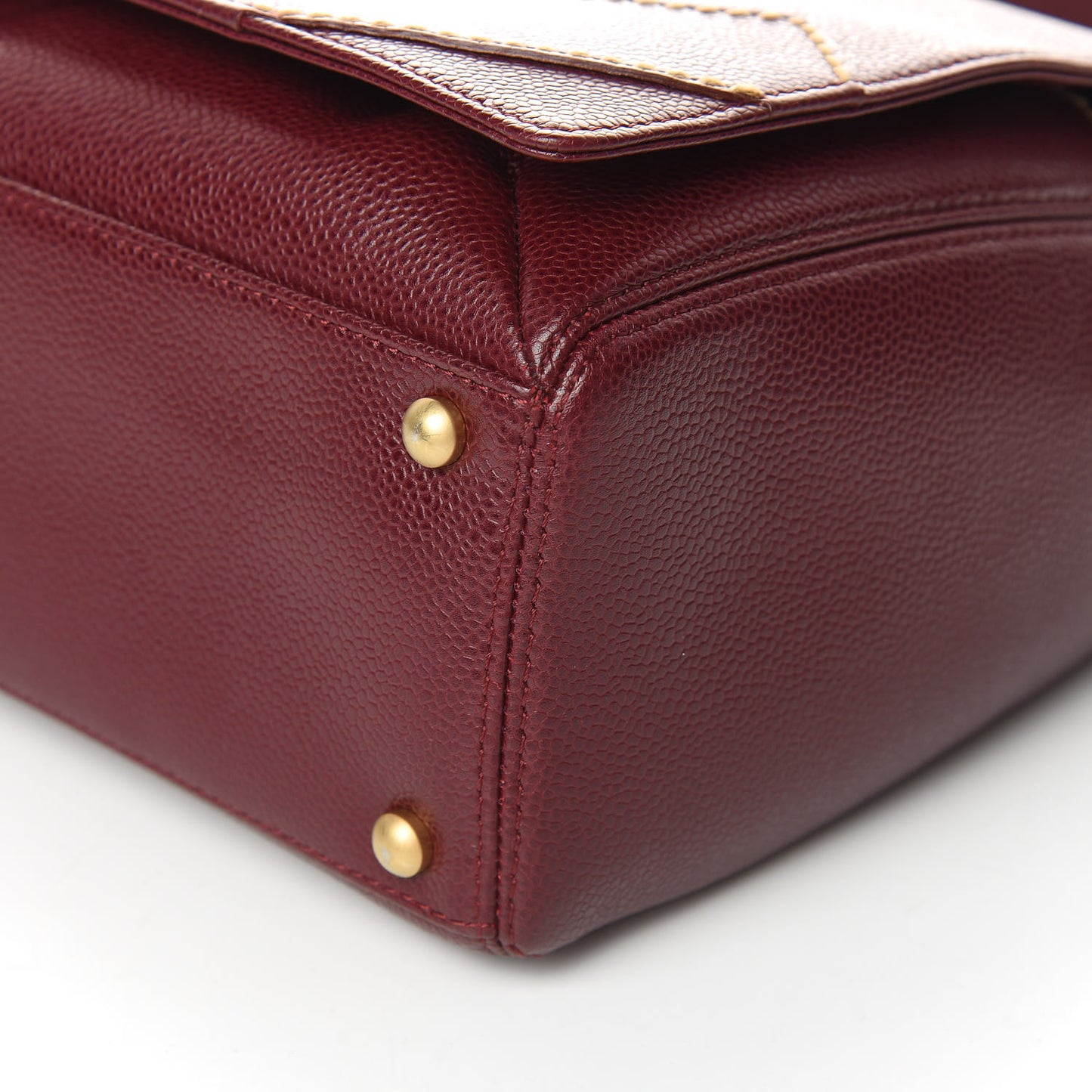 Caviar CC Stitched Medium Flap Shoulder Bag Burgundy