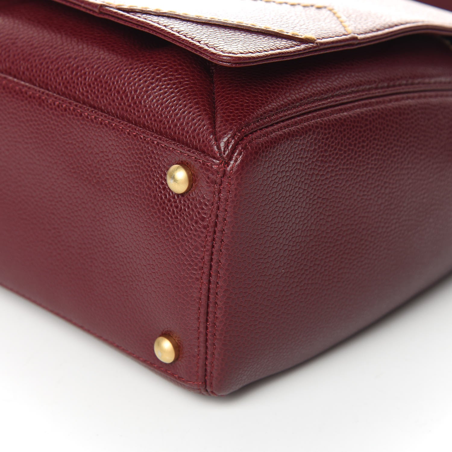 Chanel Caviar CC Stitched Medium Flap Shoulder Bag Burgundy 9 of 15