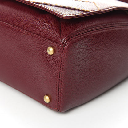 Chanel Caviar CC Stitched Medium Flap Shoulder Bag Burgundy 9 of 15