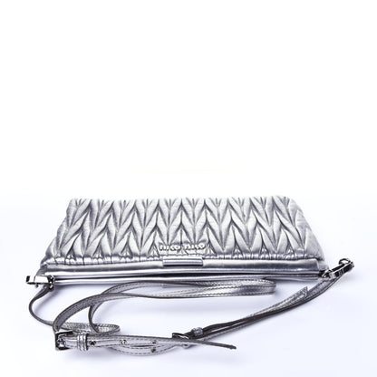 Miu Miu Metallic Nappa Matelasse Crossbody Clutch Cromo 10 of 10