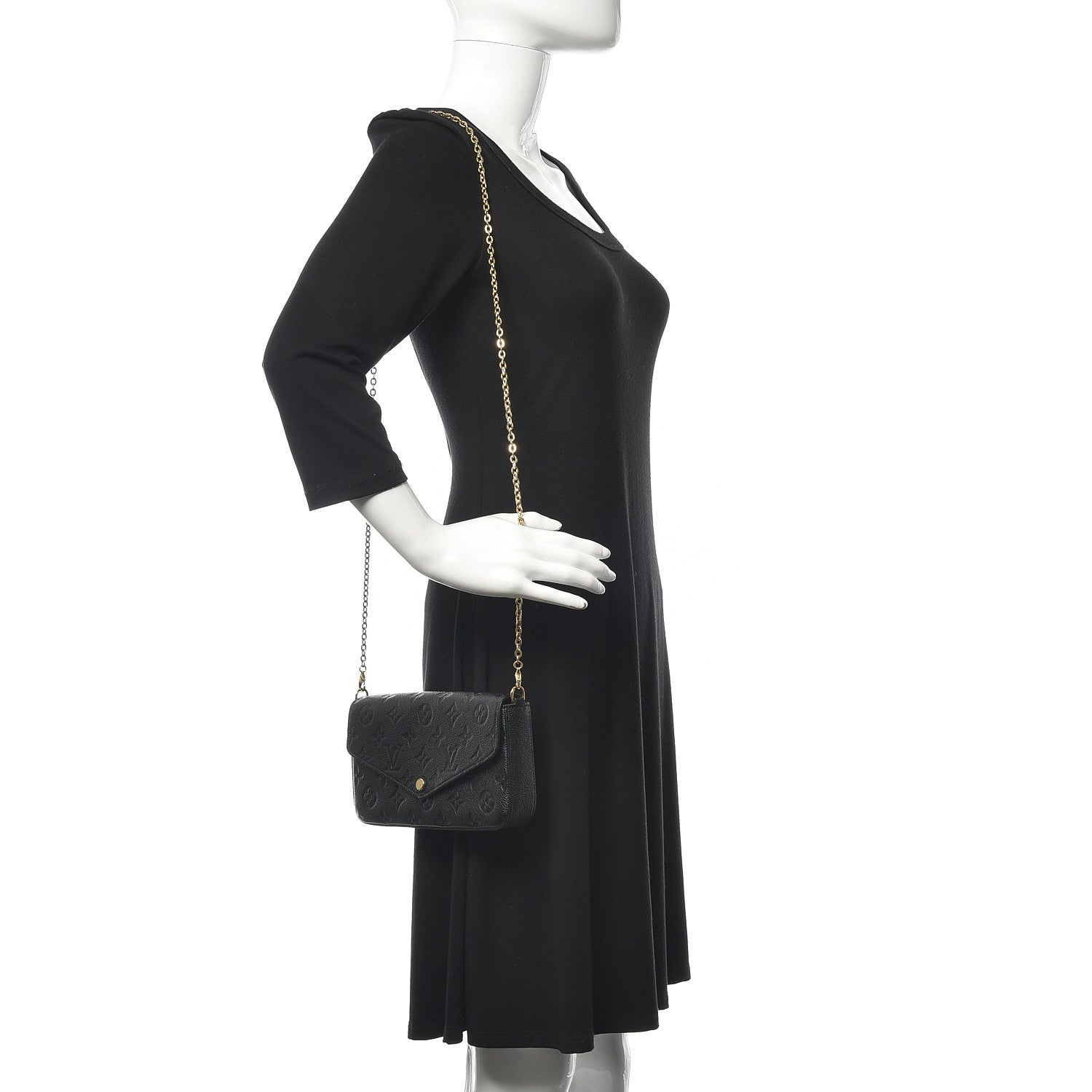 Louis Vuitton Empreinte Pochette Felicie Chain Wallet Black 2 of 13