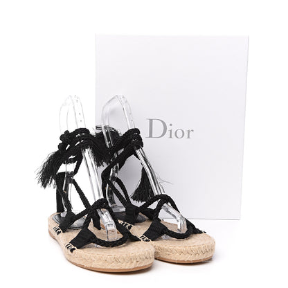 Christian Dior Embroidered Cotton Diorexpress Sandal 38.5 Black 9 of 9