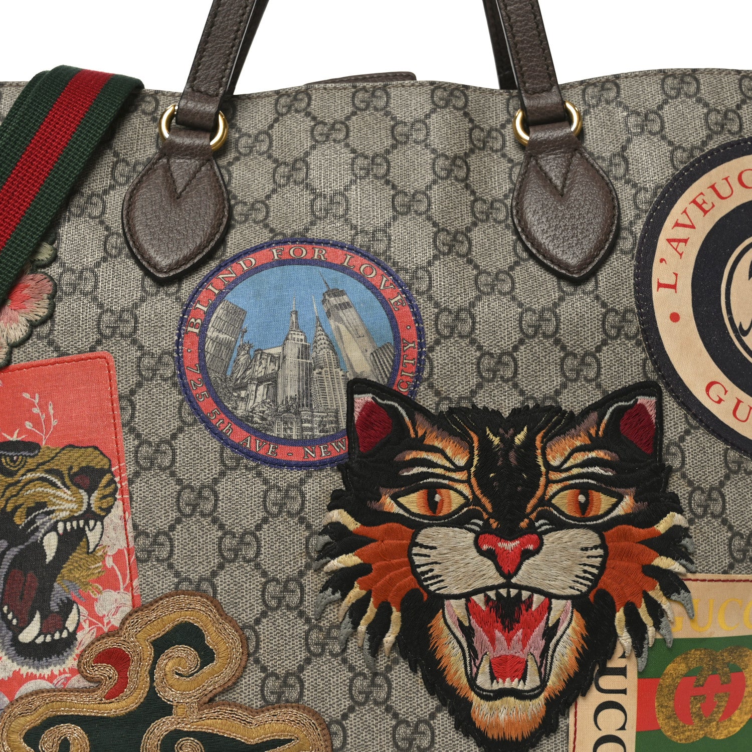 Gucci Soft GG Supreme Monogram Courrier Medium Crossbody Tote Beige New Acero 8 of 10
