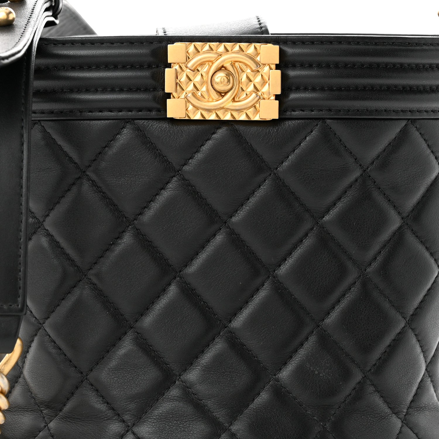 Chanel Calfskin Quilted Boy Bucket Bag Black 8 of 13