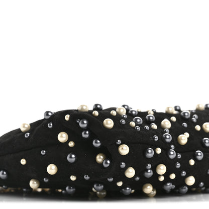 Jimmy Choo Suede Pearl Embellished Callie Tassel Clutch Bag Black 9 of 12