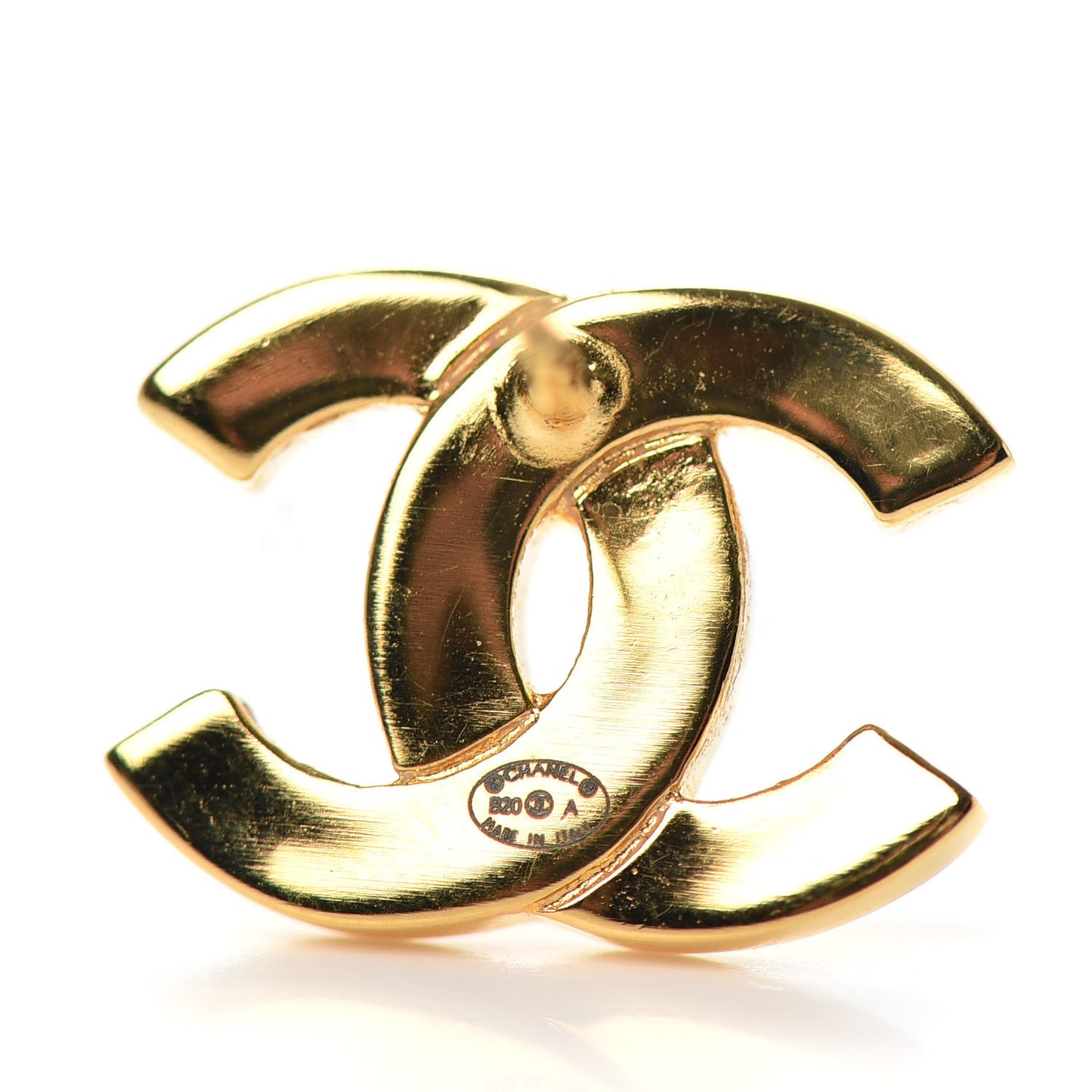 Metal CC Paris Button Stud Earrings Gold