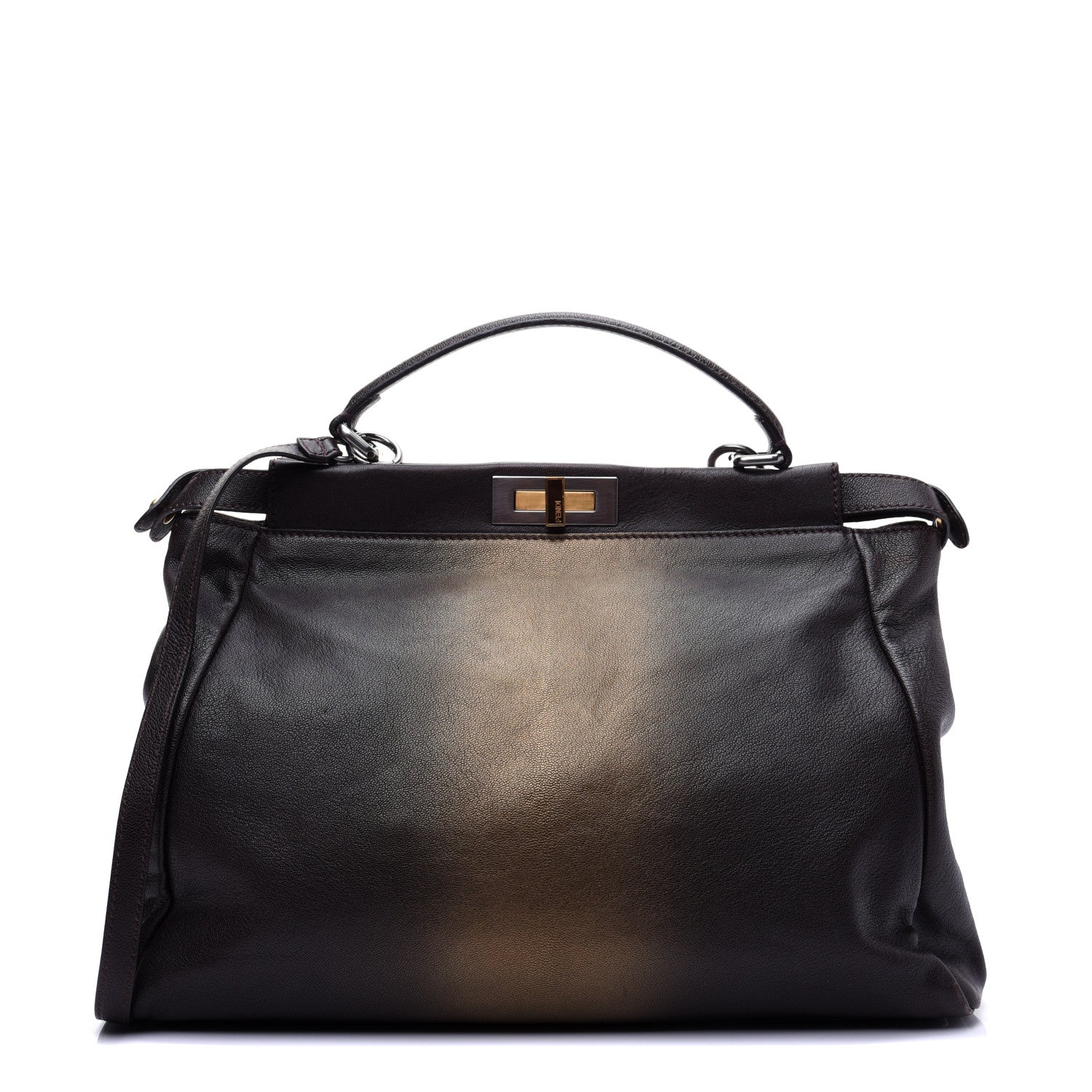 Fendi Goatskin Zucca Ombre Large Peekaboo Iconic Satchel Moro Gold Tobacco 1 of 14