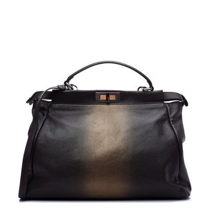 Fendi Goatskin Zucca Ombre Large Peekaboo Iconic Satchel Moro Gold Tobacco 1 of 14