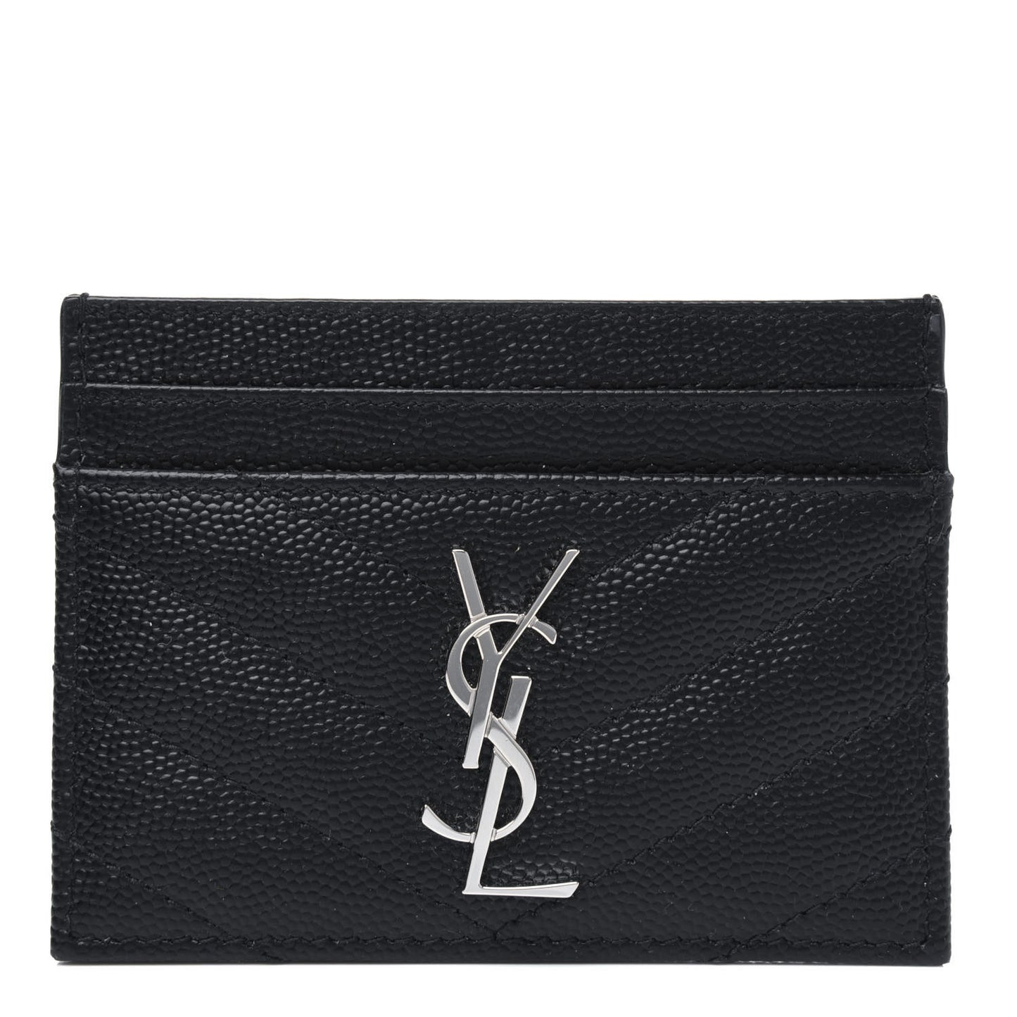 Grain De Poudre Matelasse Chevron Monogram Credit Card Case Black