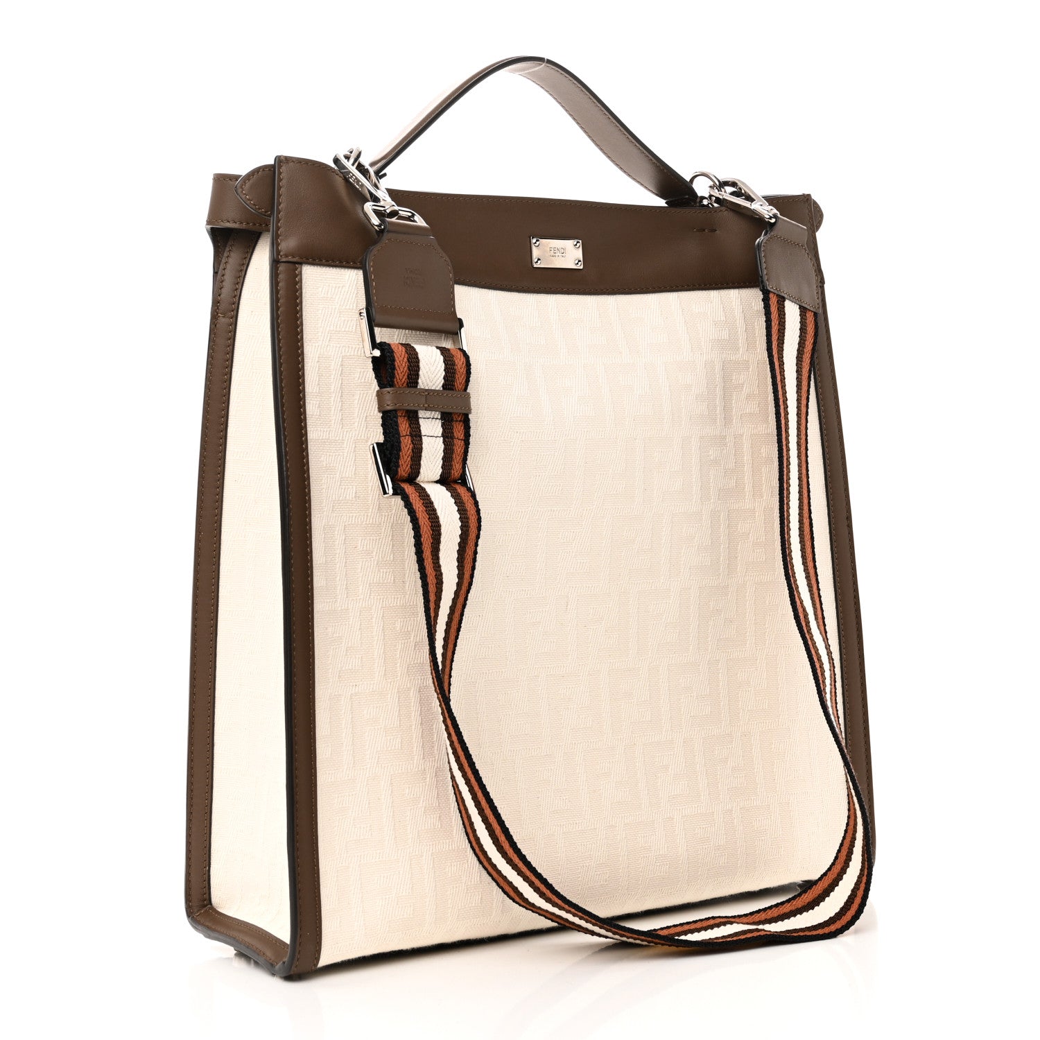 Fendi Canvas FF Embroidered Vitello Grace Peekaboo X-Lite Fit Light Grez Giallo 3 of 9