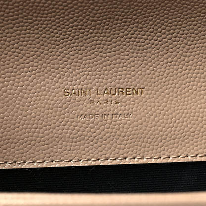 Saint Laurent Grain De Poudre Matelasse Chevron Monogram Envelope Clutch Dark Beige 6 of 10