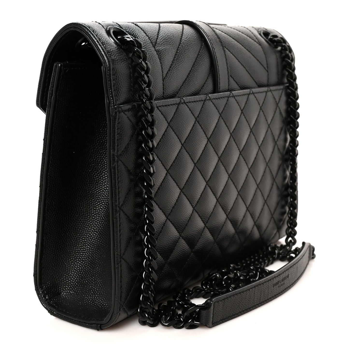 Grain De Poudre Textured Mixed Matelasse Triquilt Medium Monogram Monochrome Satchel Black