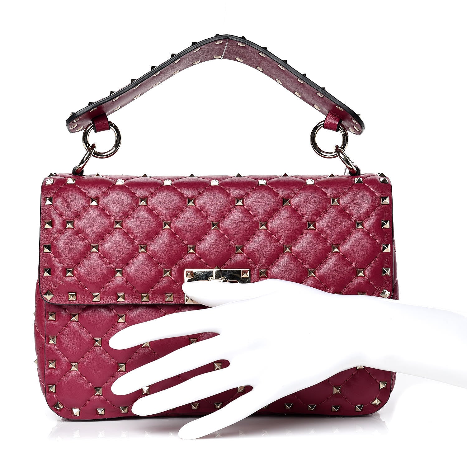 Valentino Garavani Nappa Medium Rockstud Spike Shoulder Bag Camelia 2 of 9