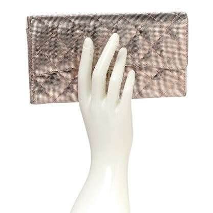 Chanel Metallic Calfskin Quilted Pixel Effect Large Flap Wallet Pink 2 of 13