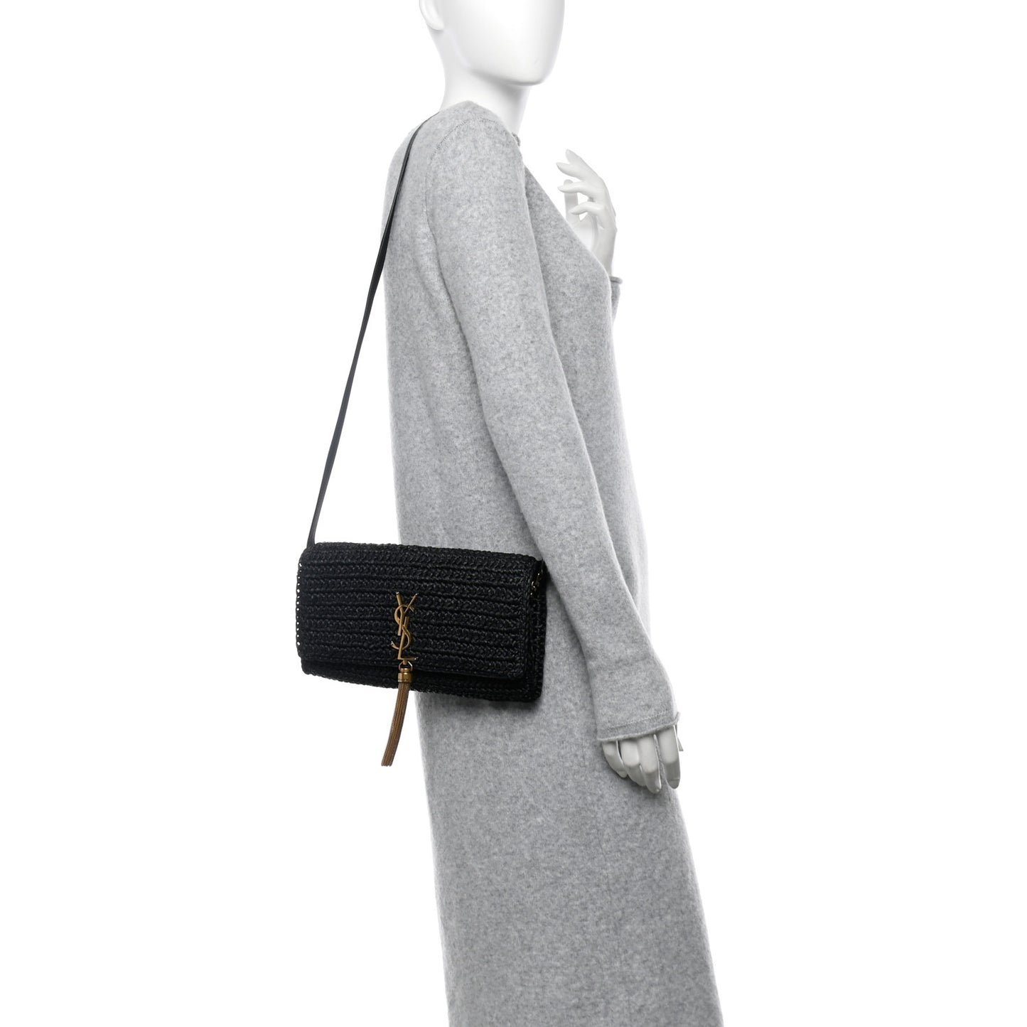 Raffia Monogram Tassel Kate 99 Black