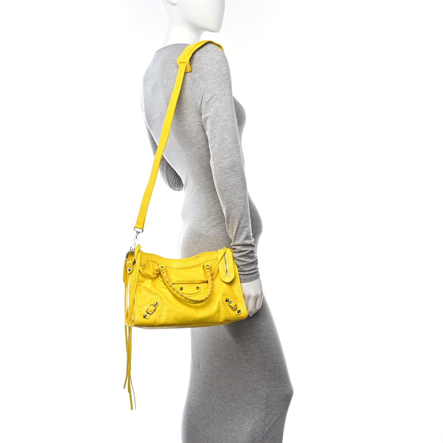 Agneau Classic Silver Hardware City S Jaune Soleil