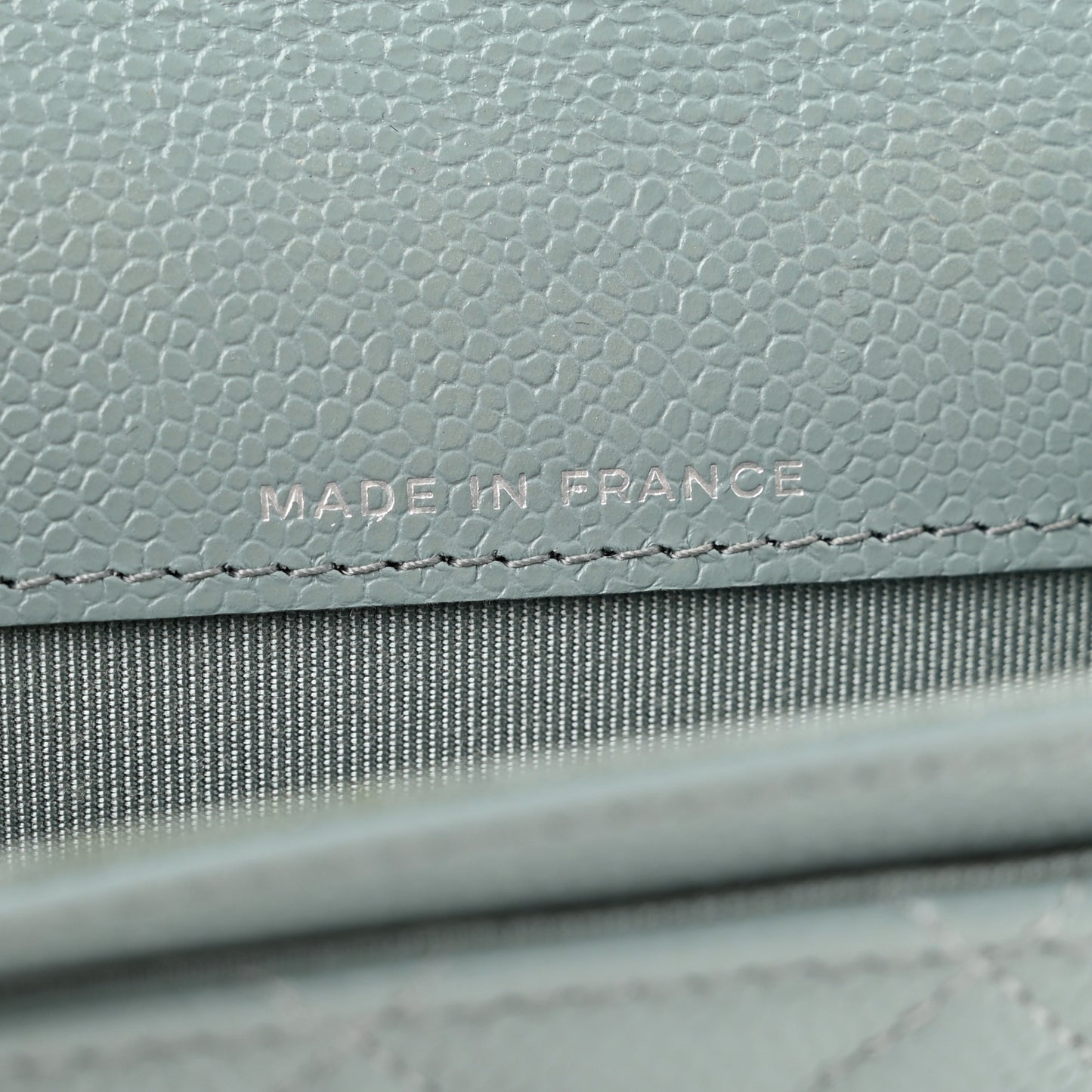 Caviar Quilted Flap Card Holder Wallet Grey