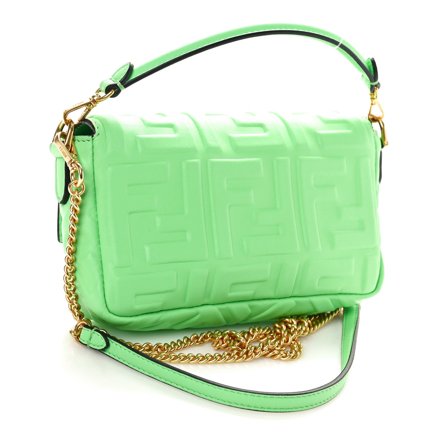 Fendi Nappa FF 1974 Embossed Mini Baguette Tomatillo 2 of 10