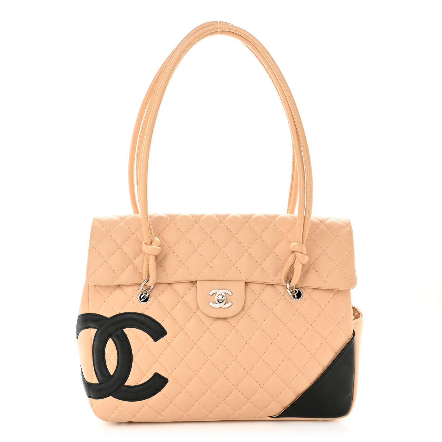Chanel Calfskin Quilted Large Cambon Flap Beige Black Beige Black 1 of 14