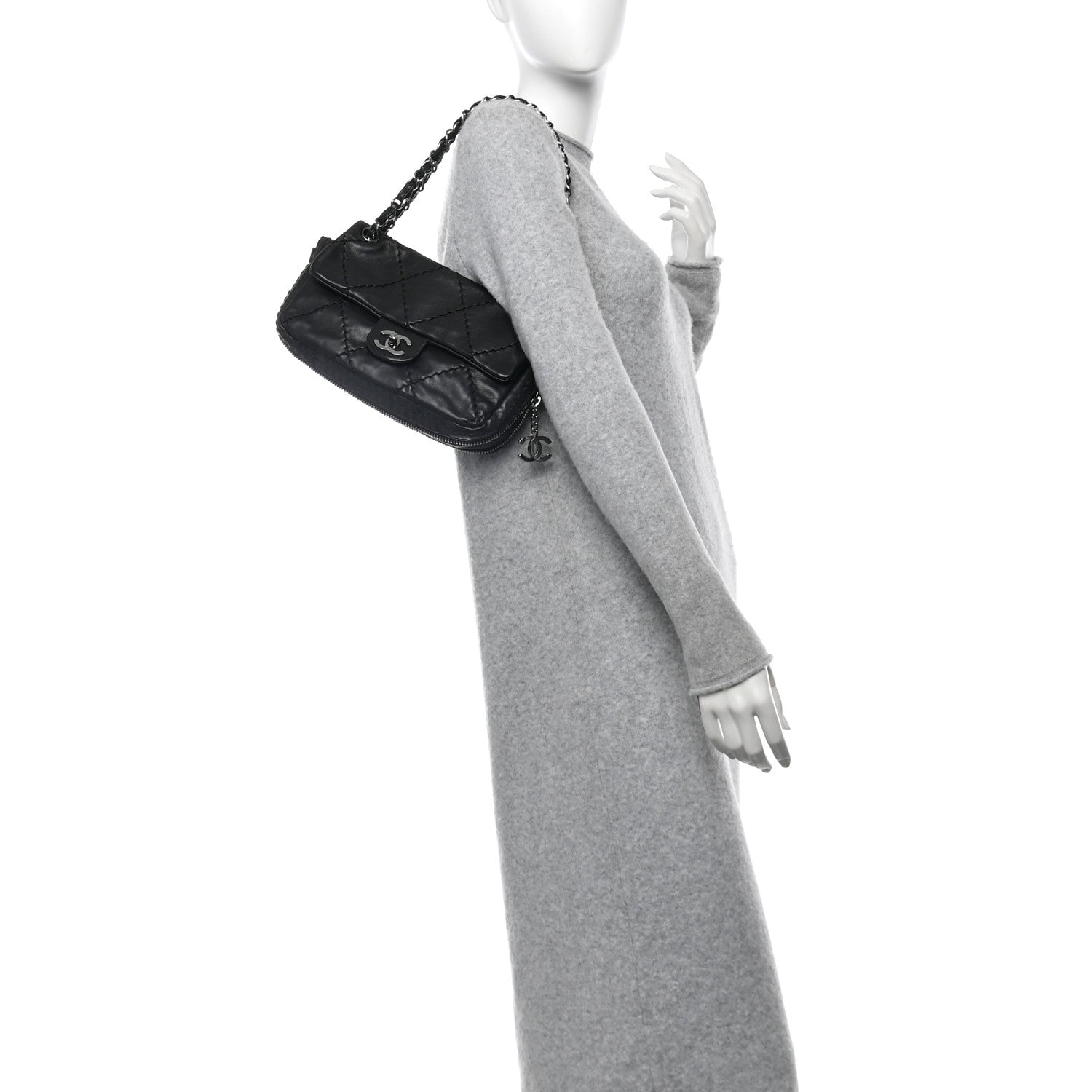Chanel Calfskin Stitched Expandable Flap Black 2 of 10