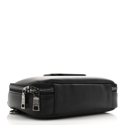 Valentino Garavani Calfskin Lacquered Vlogo Crossbody Bag Black 4 of 9