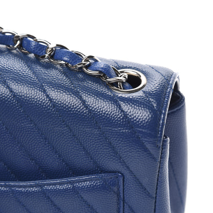 Chanel Caviar Chevron Quilted Mini Square Flap Dark Blue 8 of 14