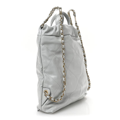 Chanel Shiny Calfskin Quilted Chanel 22 Backpack Light Blue 3 of 11