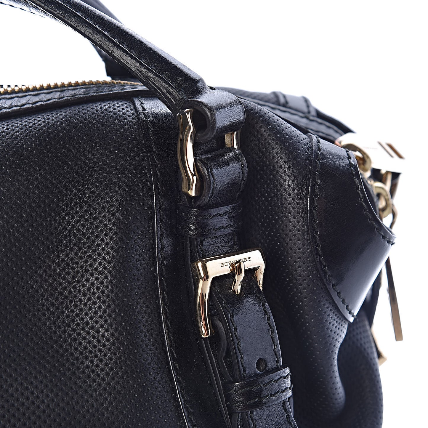 Calfskin Perforated Ellers Satchel Black